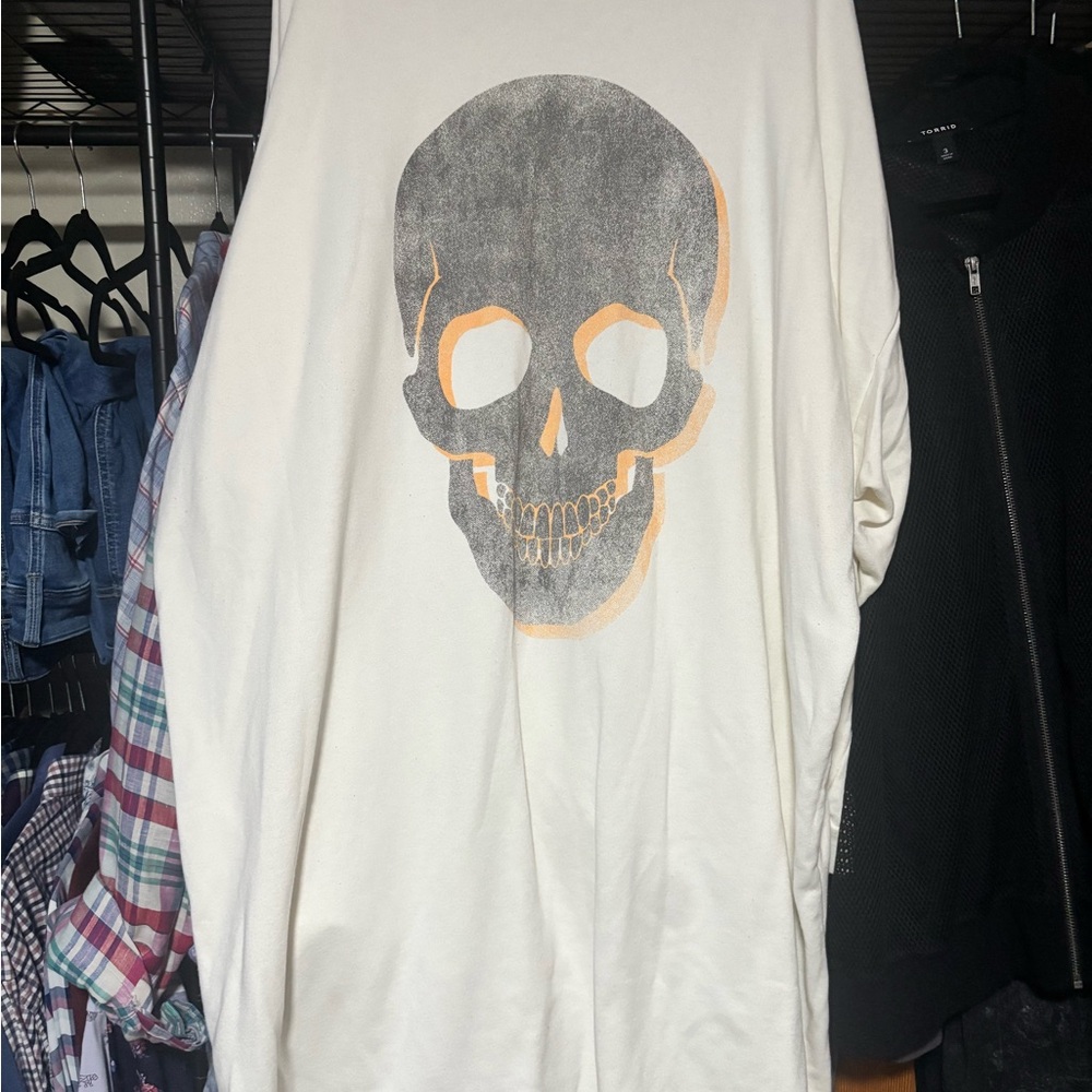 White Skull Graphic Sweater Dress